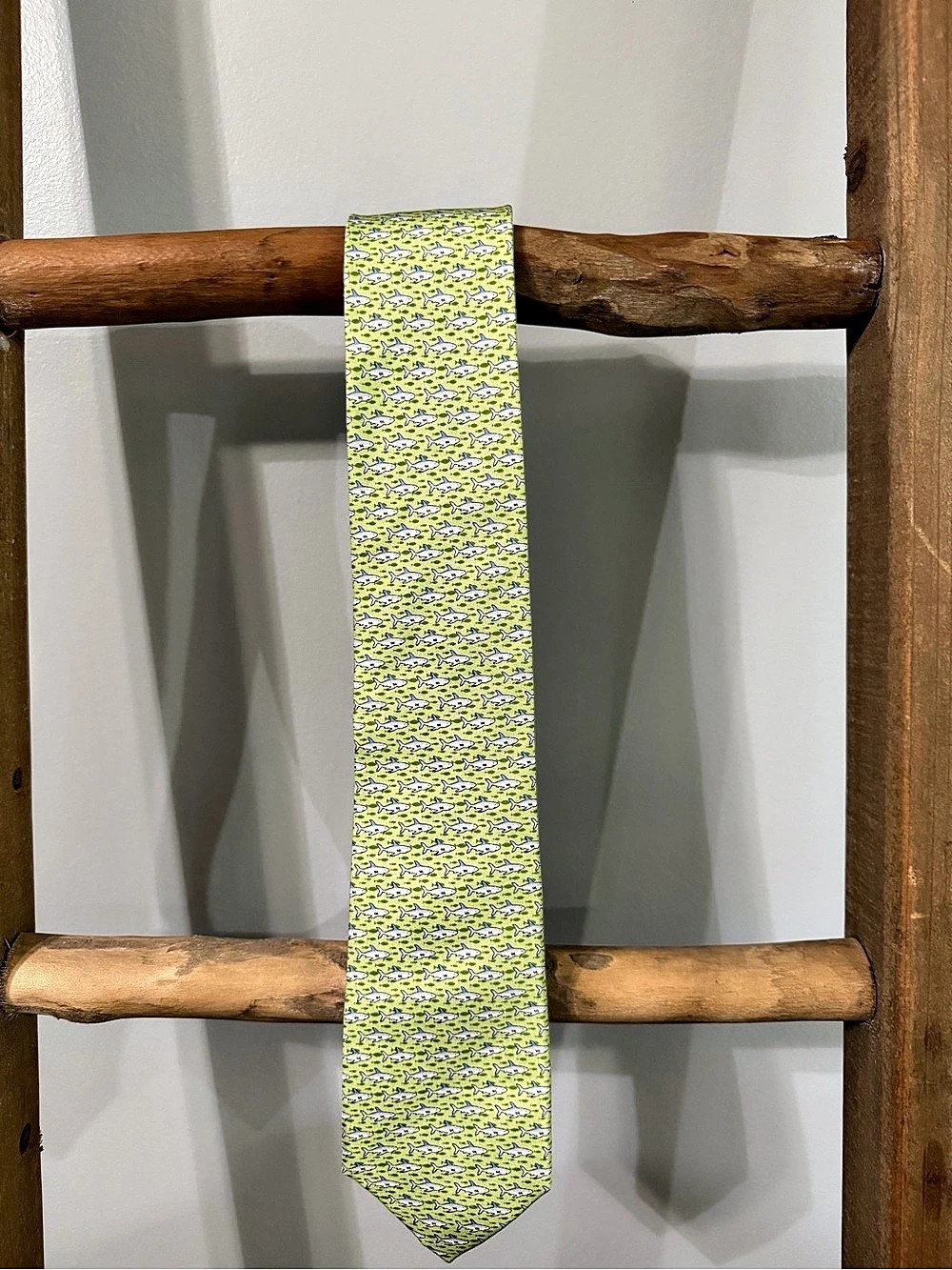 Tommy Hilfiger Shark Pattern Tie in Green & Purple Like New